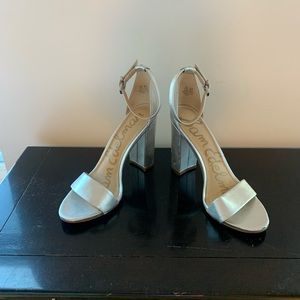 Silver Sam Edelman Open Toe Block Heels